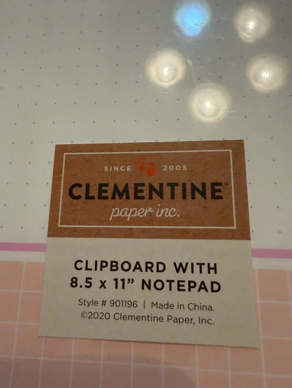 NWT Clementine Clipboard With Note Pad, 8.5